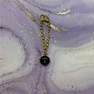 Handmade initial “T” black and gold water bottle tumblr charm